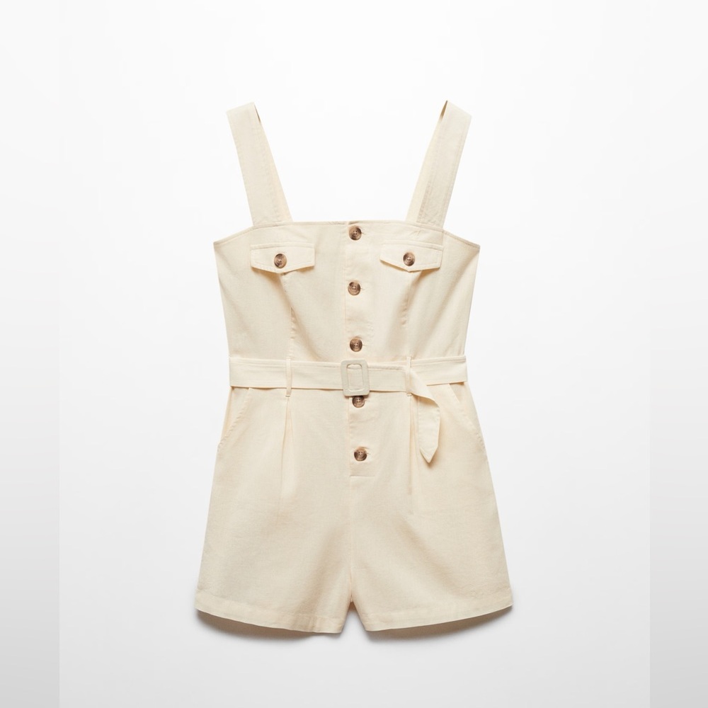 Mango Cream short jumpsuit with buttons - Picture 2 of 4